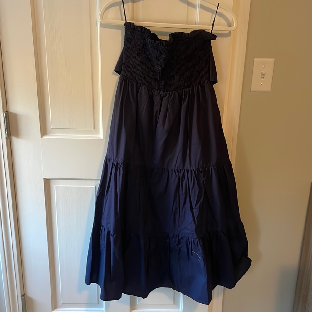 NWOT Shop Navy Bleu strapless navy bow dress size small